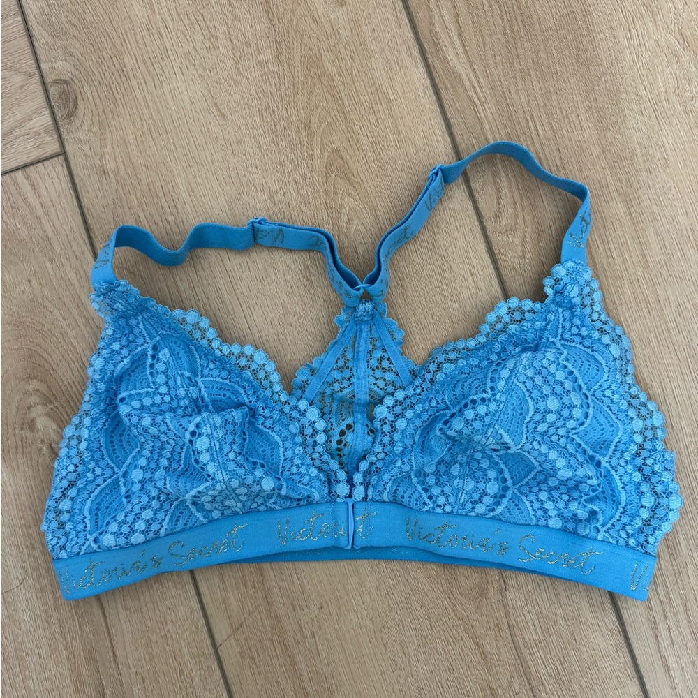 Victoria's Secret Blue Lace Bra with Scalloped Trim